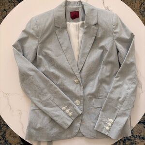 212 Collection Women's White and Light Blue Pinstripe Blazer ~ size 6